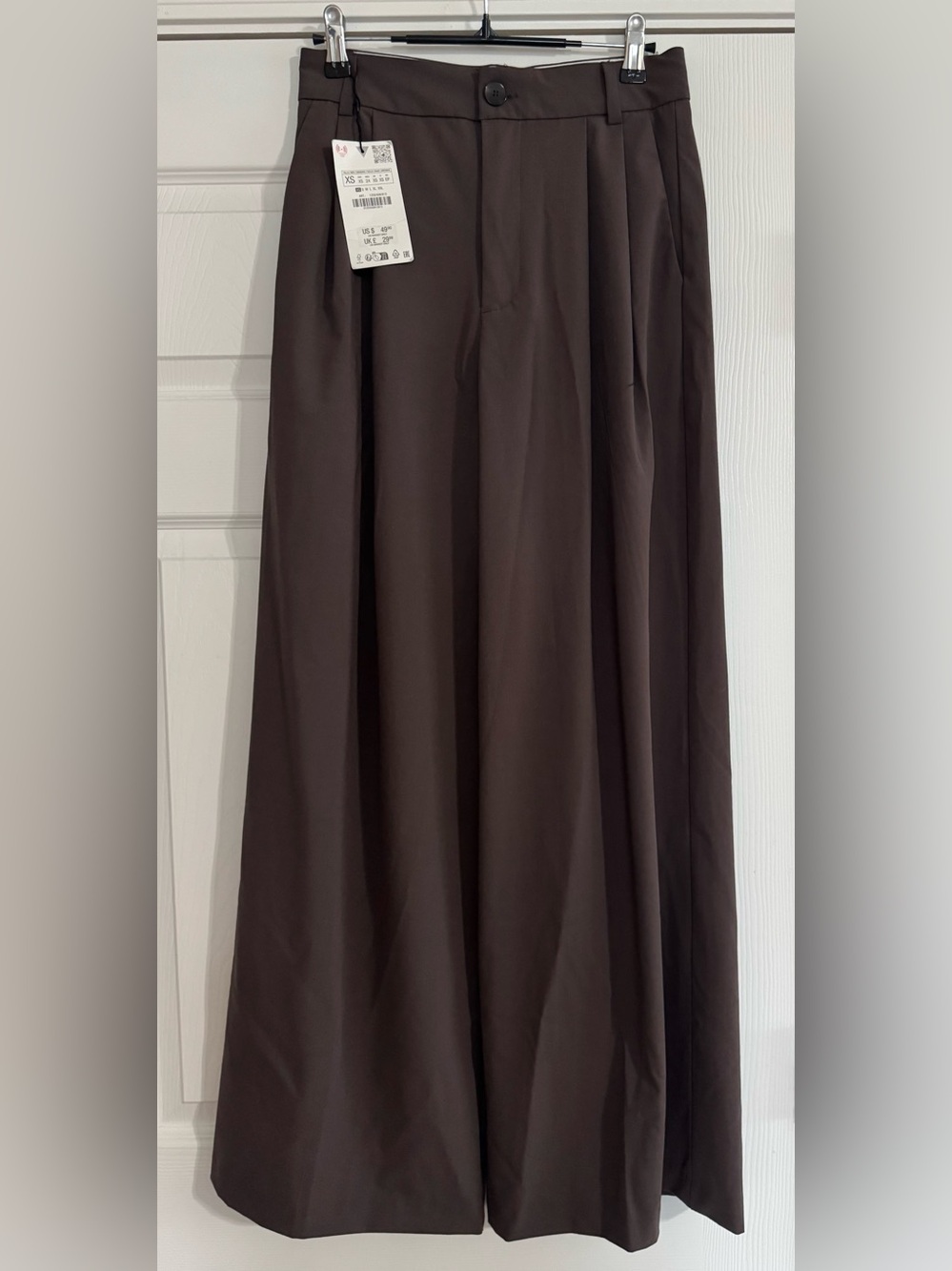 NWT Zara Wide Leg Brown Trousers Pants